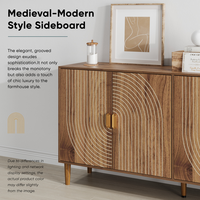 Buffet moderne du milieu du siècle en noyer, meuble de rangement à 4 portes, avec rainures verticales, pour salle à manger, cuisine, entrée