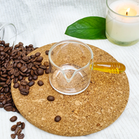 Mini-tasses à mesurer en verre borosilicate de 60 ml avec bec verseur, manche en bois transparent, écologiques, modernes, pour barista, vente en gros
