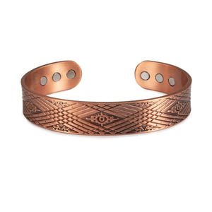 Cincin pasangan terapi ukiran bunga Plum cincin magnetik tembaga Vintage mewah untuk hadiah ulang tahun pertunangan pernikahan - Product Image 3