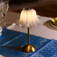 Lampe de table LED moderne à abat-jour floral, rechargeable par USB, veilleuse de chevet, contrôle tactile, gradation, lampe de bureau
