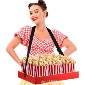 Plateau à popcorn en bois avec sangle, plateau de service portable pour les en-cas, pour utilisation au cinéma - Product Image 1