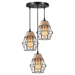 <span class=keywords><strong>Lampe</strong></span> suspendue rétro en fer et <span class=keywords><strong>corde</strong></span> <span class=keywords><strong>de</strong></span> chanvre, style loft industriel américain, pour restaurant, îlot <span class=keywords><strong>de</strong></span> cuisine, <span class=keywords><strong>chevet</strong></span> - Product Image 2