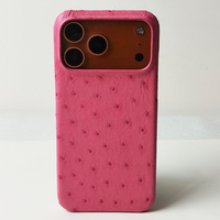 Étui de téléphone portable magnétique en cuir d'autruche véritable de haute qualité exotique pour iPhone 17 Pro Max