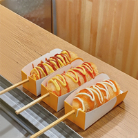 Boîte d'emballage à emporter en papier kraft pour hotdog et maïs chien personnalisée pour petites entreprises avec option d'impression par estampage