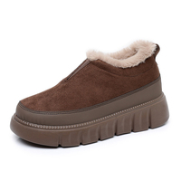 Chaussures de neige basses pour femme en coton, doublure polaire isolante, tissu doux, semelle en caoutchouc épais antidérapante, à enfiler, multi-usages