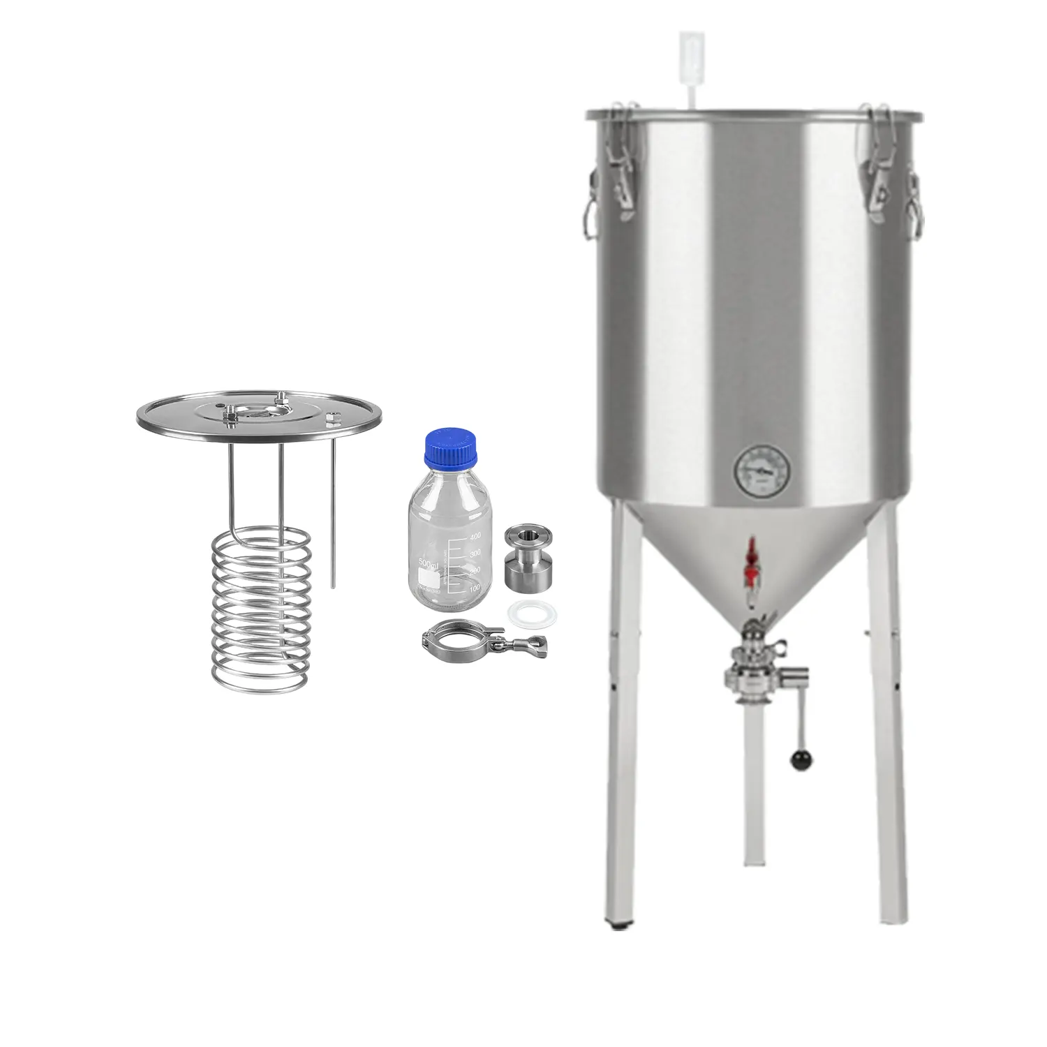 Tanque de fermentação conical 60l yeat, sistema de resfriamento, fermentação de cerveja, tanque de colisão