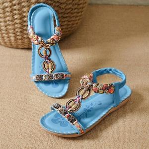 Sandales basses à bout ouvert pour femme, style bohème plat, minimalistes, polyvalentes, décontractées, pour la plage, collection automne-hiver 2026 - Product Image 2