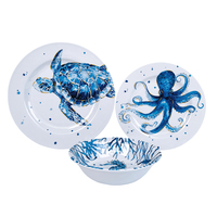 MUW Bestwares OEM – Assiettes et bols ronds personnalisés en mélamine, motif tortue de mer bleue et pieuvre, compatibles lave-vaisselle, pour restaurant
