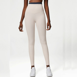 Leggings Deportivos de Cintura Alta para Mujer, Diseño Sólido Color Nude, Anti-Rollos, Talla Grande, Elásticos, Largos hasta el Tobillo, de Cuatro Vías - Product Image 4