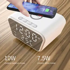 Jam Alarm Nirkabel, Pengisian Daya Nirkabel Digital Kustom dengan Suhu Jam Alarm Nirkabel Jam Alarm Pintar dengan Pengisi Daya Telepon Nirkabel