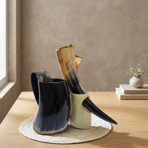 Cuenco de Cuerno Premium Inspirado en la Edad Media al por Mayor con Grabados Intrincados, Decoración Navideña, Técnica Pulida, Vajilla Natural - Product Image 1