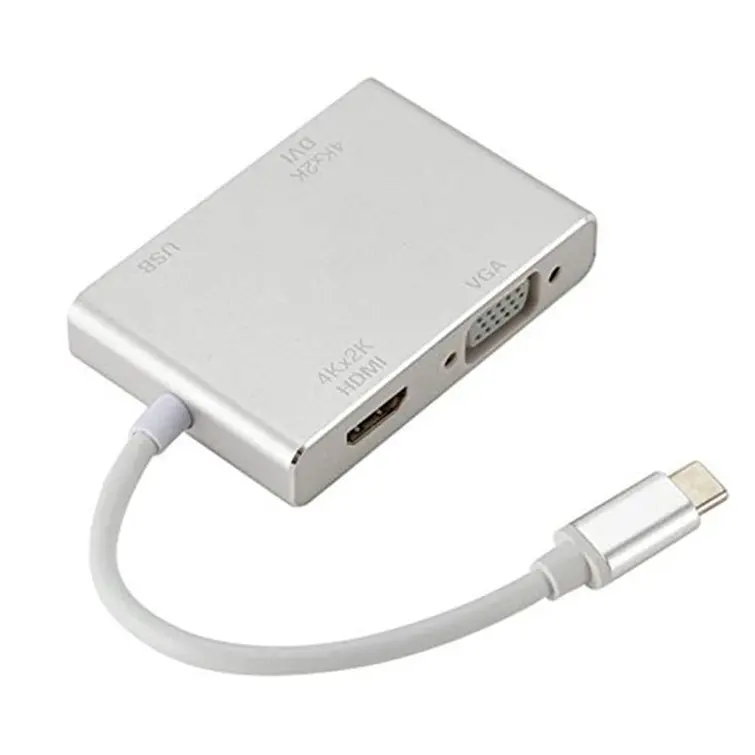 Hot Sale 4 In 1 USB Hub Tipe-C untuk HDMII VGA DVI USB3.0 Adaptor Multi Port Usb Hub
