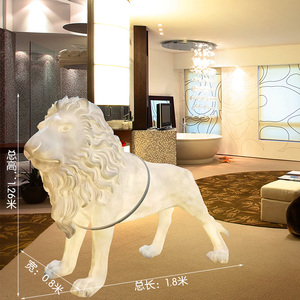 Sculptures d'animaux en fibre de verre 3D grandeur nature pour intérieur, statue de lion blanc, or et rouge, lampe de sol moderne en forme d'animal - Product Image 6