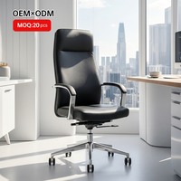 Chaise de bureau ergonomique inclinable en alliage d'aluminium avec cadre chromé et revêtement en cuir PU, pour conférences de visiteurs, par le fabricant AODA