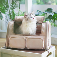 Sac de transport souple en nylon pour animaux de compagnie avec ventilation sur 4 côtés, grande fenêtre de visualisation, transporteur portable pour chat avec laisse de sécurité pour petits animaux