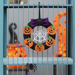 Guirnaldas decorativas de calabaza y calavera de Halloween, adornos colgantes de papel para decoración de festivales, uso para adultos - Product Image 2