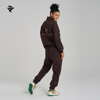 Ensemble de survêtement pour femmes avec patchs brodés personnalisés, ensemble de jogging en molleton de haute qualité, vêtements pour femmes, survêtement marron pour femmes