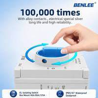 BENLEE IP65 Caja de Conexión Impermeable de 3/4 Polos, Interruptor Aislador, Desconectador, Control Industrial