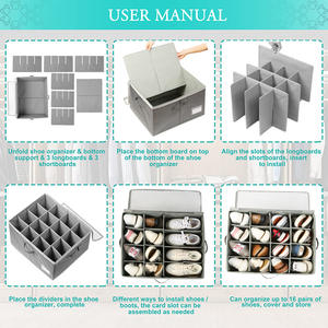 MIXWARES 16 paires de boîtes de rangement pour chaussures modernes et durables avec tissu Oxford et couvercle transparent, design pliable - Product Image 5