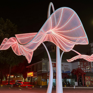 Escultura de Paisaje Grande con Luz LED de Flores de Acero Inoxidable Moderna Senzhao - Product Image 4