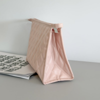Pochette de soirée en cuir PU matelassé rose, trousse de maquillage imperméable avec fermeture éclair, organiseur de cosmétiques de voyage pour femmes