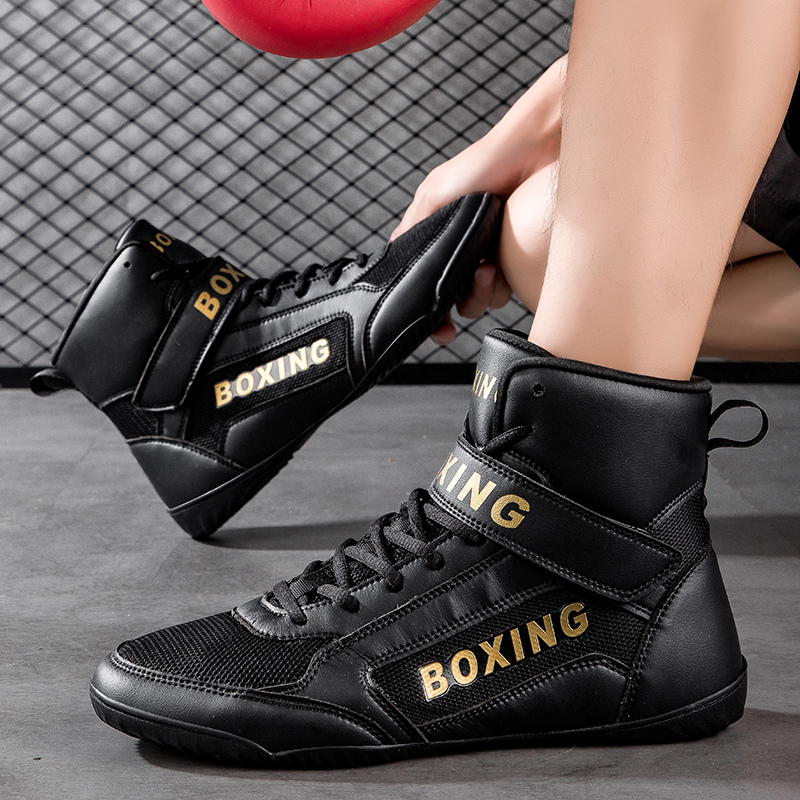 Scarpe Da Wrestling High Top Pro Per Uomo E Donna - Modello Nero E Argento (Taglia 38 2/3 EU). Ideali Per Boxe E Lotta Sul Tappeto