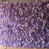 Décoration de scène de mariage Affichage de fleurs Tissu violet 5d 8ft X 8ft Roll up Flower Wall