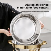 Plat à chafing de luxe en acier inoxydable doré, capacité 3L, chauffe-plats portable à vapeur, maintien au chaud 24 heures pour hôtels et restaurants