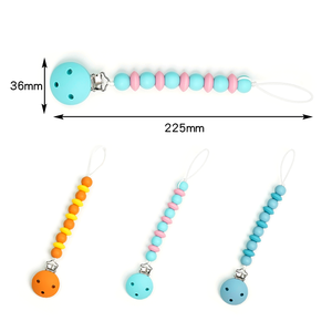 Vente en gros sans personnalisé Bpa multicolore hêtre silicone perle chaîne de sucette mignon clips de chaîne de sucette en silicone de qualité alimentaire - Product Image 6