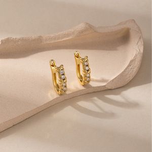 Copper Alloy U Shape Micro Paved Zircon Ear <b>Hooks</b> <b>Earring</b> Wire Gold White Fashion Cuff <b>Earrings</b> - Product Image 3