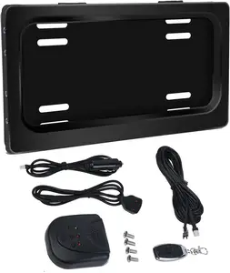 Marco de matrícula abatible para coche con control remoto, soporte de placa de matrícula eléctrico, compatible con accesorios de coche de EE. UU.