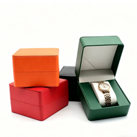 Boîte à montre carrée en cuir PU personnalisée avec logo, résistante à l'eau, écologique, étui de présentation pour une seule montre avec coussin amovible