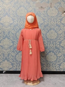 Vêtements ethniques islamiques traditionnels filles en mousseline de soie coton enfants Style Abaya Hijab robe pour filles modeste Khimar Abaya - Product Image 5