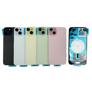 Cristal para teléfono móvil iPhone 15 15plus, cristal trasero de repuesto con marco, bisel, placa metálica, anillo magnético, todo en uno - Product Image 1