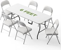 Table pliante d'extérieur de 70 pouces, imperméable, avec structure en acier et plateau en plastique, poignée de transport pour événements, fêtes, hôtels, entrepôts