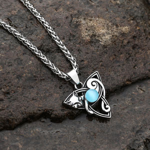 Design nordique <span class=keywords><strong>scandinave</strong></span> nordique Souvenir cadeau acier inoxydable opale pierre déesse Freya collier unisexe Viking bijoux - Product Image 6