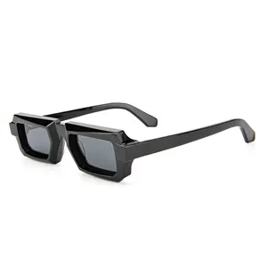 Đen lens Mini Sun Glasses Acetate khung tac phân cực Kính mát Thiết kế UV400 dày kính mát thương hiệu phụ nữ người đàn ông