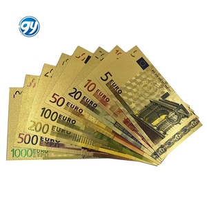 Envío Gratuito, Billete de Banco Personalizado de <span class=keywords><strong>5</strong></span>, 10, 20, 50, 100, 200, 500, 1000 <span class=keywords><strong>Euros</strong></span>, Billete de Banco de Papel de Oro de 24k - Product Image 1