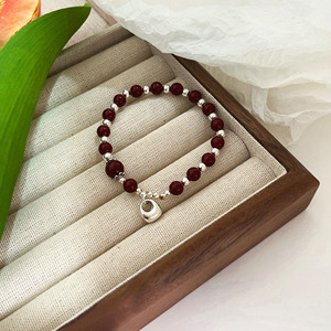 S925 Sterling Silver Lucky Bag Beaded <b>Bracelet</b> 36 <b>Beads</b> Lock Charm Everyday Wear Jewelry - Product Image 2