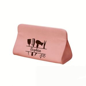 Bolsa de Almacenamiento de Herramientas de Peluquería de Cuero Impermeable para Baño y Viajes, con Nombre Grabado Personalizado, Organizador de Maquillaje Portátil Grande - Product Image 1