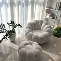 Fauteuil d'appoint en tissu style crème citrouille, blanc, pour salon, canapé, emballage sous vide compressé, mousse haute densité
