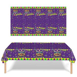 मार्डी ग्रास बैंगनी वॉटरप्रूफ डिस्पोजेबल टेबलटॉप कपड़े मास्क के साथ घर क्रिसमस और ईस्टर डेस्कटॉप पार्टी आपूर्ति - Product Image 3