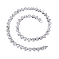Collar Grueso de Aleación de Zinc con Cadena Cubana de Bambú, Incrustaciones de Cristal y Diamantes de Imitación en Forma de Corazón de 11mm, Estilo Hip Hop, Novedad, de Moda