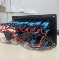 Panel Saklar 8 Tombol 12-24V dengan Konektor Daya dan Saklar Rocker LED Biru untuk Kapal Laut