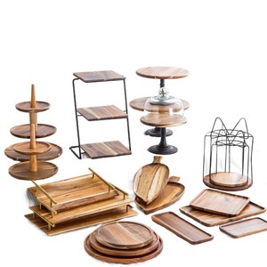 <span class=keywords><strong>Plateau</strong></span> à gâteau en bois d'acacia pour mariage et anniversaire, décoration de table, <span class=keywords><strong>plateau</strong></span> japonais sur pied, ornements, support à fruits et desserts - Product Image 5