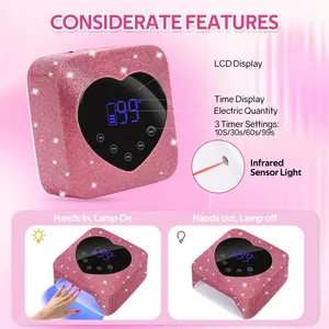 Lámpara de Uñas Recargable de 30 LED y 72 W para Secar Esmalte de Uñas, Herramientas de Manicura, Lámpara UV LED Profesional con Diamantes - Product Image 6