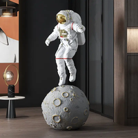 ECOJAS Statue d'astronaute personnalisée en résine de fibre de verre, décor de statue de maison, figurine d'astronaute grandeur nature de 130cm