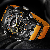 Jam Tangan Olahraga Pria Dual Display Digital Analog Alarm Stopwatch Tali Karet Bercahaya Jam Tangan Taktis Outdoor Tahan Air