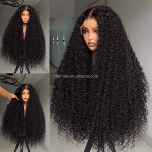 Parrucca brasiliana vergine riccia/crespa dritta doppia disegnata 100% capelli umani naturale nero ad alta densità trasparente per pizzo anteriore - Product Image 1