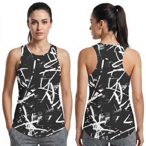 Men's <b>Black</b> Sleeveless <b>Tank</b> <b>Top</b> O-Neck Hand Painted Pattern Knitted Breathable Casual Wear - Product Image 4